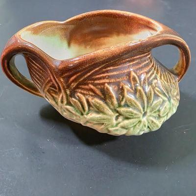 LOT 110: Vintage Pottery Collection, Hull Woodland Wall Pocket, McCoy Daisy Pattern Creamer & Open Sugar Bowl, Along W/A Lovely McCoy...