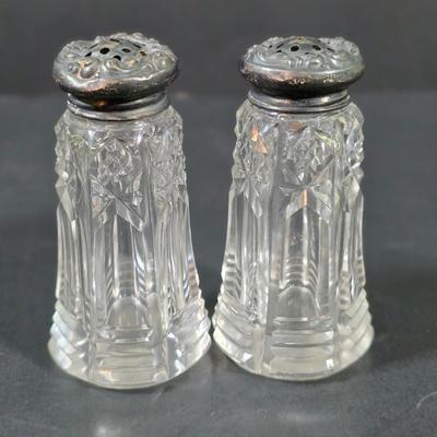 LOT 111: Vintage Compote Farber Bros Krome Kraft Stem w/ Amethyst Glass Insert, Silver Plated Candlestick Holders, Crystal/Silver Plated...