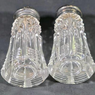 LOT 111: Vintage Compote Farber Bros Krome Kraft Stem w/ Amethyst Glass Insert, Silver Plated Candlestick Holders, Crystal/Silver Plated...