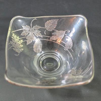 LOT 111: Vintage Compote Farber Bros Krome Kraft Stem w/ Amethyst Glass Insert, Silver Plated Candlestick Holders, Crystal/Silver Plated...