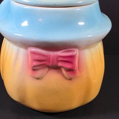 LOT 113: Vintage American Bisque Girl Pig Cookie Jar