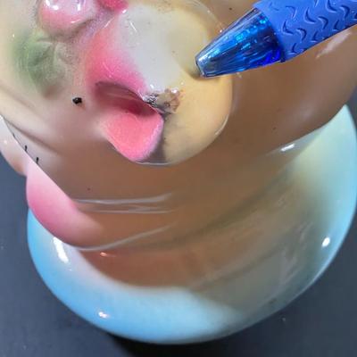 LOT 113: Vintage American Bisque Girl Pig Cookie Jar
