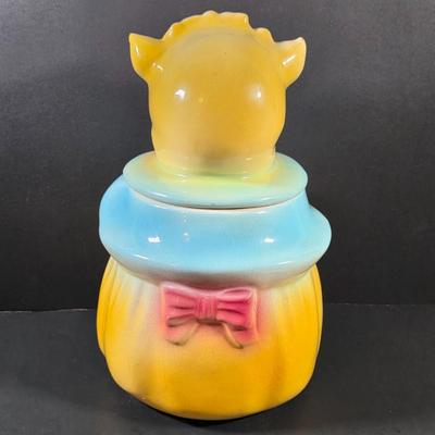 LOT 113: Vintage American Bisque Girl Pig Cookie Jar
