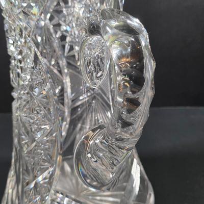 LOT 117: Vintage American Brilliant Period Cut Crystal Pitcher, Hand Cut Crystal Open Footed Bowl Made In Poland, Beautiful Bohemian Cut...