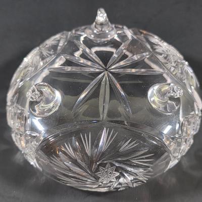 LOT 117: Vintage American Brilliant Period Cut Crystal Pitcher, Hand Cut Crystal Open Footed Bowl Made In Poland, Beautiful Bohemian Cut...