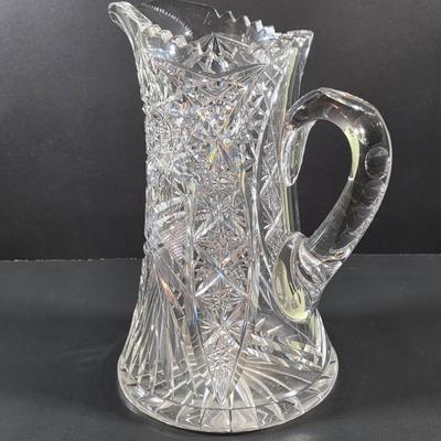 LOT 117: Vintage American Brilliant Period Cut Crystal Pitcher, Hand Cut Crystal Open Footed Bowl Made In Poland, Beautiful Bohemian Cut...