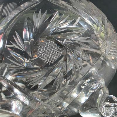 LOT 117: Vintage American Brilliant Period Cut Crystal Pitcher, Hand Cut Crystal Open Footed Bowl Made In Poland, Beautiful Bohemian Cut...