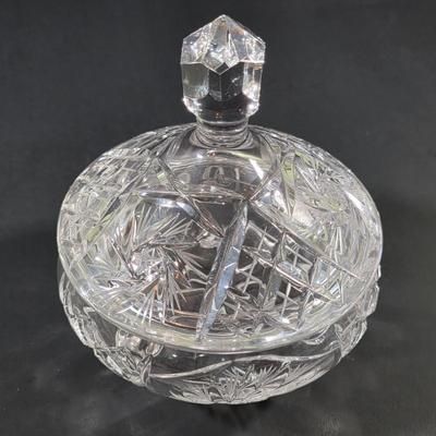 LOT 117: Vintage American Brilliant Period Cut Crystal Pitcher, Hand Cut Crystal Open Footed Bowl Made In Poland, Beautiful Bohemian Cut...