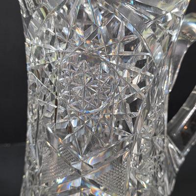 LOT 117: Vintage American Brilliant Period Cut Crystal Pitcher, Hand Cut Crystal Open Footed Bowl Made In Poland, Beautiful Bohemian Cut...