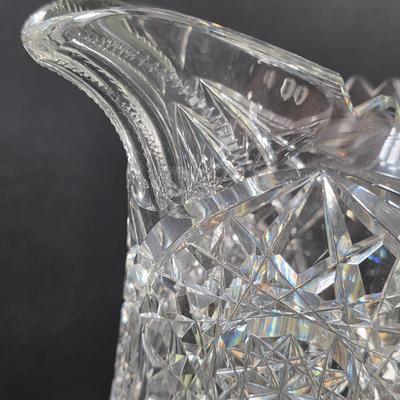 LOT 117: Vintage American Brilliant Period Cut Crystal Pitcher, Hand Cut Crystal Open Footed Bowl Made In Poland, Beautiful Bohemian Cut...