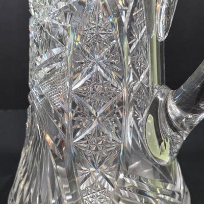 LOT 117: Vintage American Brilliant Period Cut Crystal Pitcher, Hand Cut Crystal Open Footed Bowl Made In Poland, Beautiful Bohemian Cut...