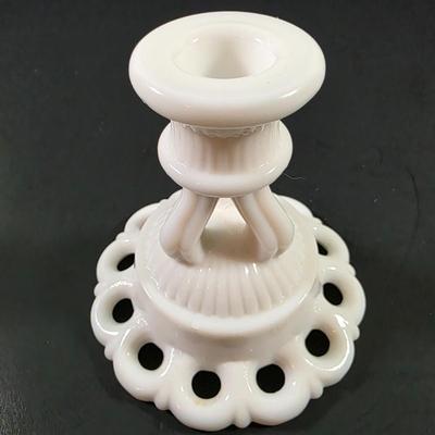 LOT 119: Vintage Dresden Rose Vase, Japanese Royal Swan Vase, Fenton Milk Glass Hobnail Heart Dish, Hobnail Centerpiece Footed Bowl &...