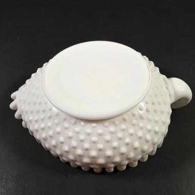 LOT 119: Vintage Dresden Rose Vase, Japanese Royal Swan Vase, Fenton Milk Glass Hobnail Heart Dish, Hobnail Centerpiece Footed Bowl &...