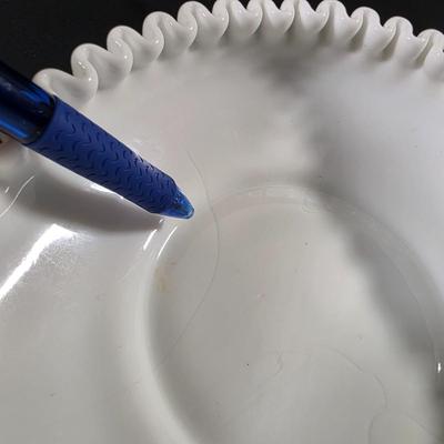 LOT 119: Vintage Dresden Rose Vase, Japanese Royal Swan Vase, Fenton Milk Glass Hobnail Heart Dish, Hobnail Centerpiece Footed Bowl &...
