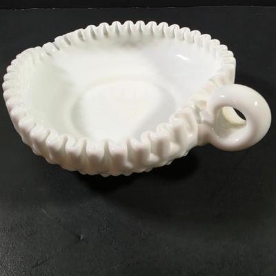 LOT 119: Vintage Dresden Rose Vase, Japanese Royal Swan Vase, Fenton Milk Glass Hobnail Heart Dish, Hobnail Centerpiece Footed Bowl &...