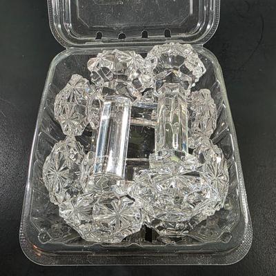 LOT 122: Waterford Crystal Lidded Sugar Bowl w/Sterling Silver Spoon & Waterford Lidded Biscuit Jar, Along With 6 Crystal Knife Rests