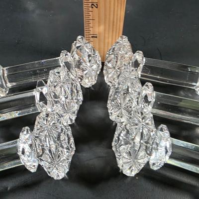 LOT 122: Waterford Crystal Lidded Sugar Bowl w/Sterling Silver Spoon & Waterford Lidded Biscuit Jar, Along With 6 Crystal Knife Rests