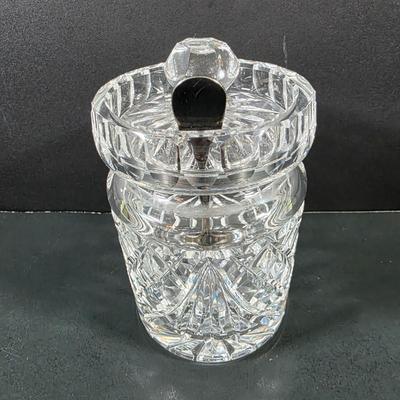 LOT 122: Waterford Crystal Lidded Sugar Bowl w/Sterling Silver Spoon & Waterford Lidded Biscuit Jar, Along With 6 Crystal Knife Rests
