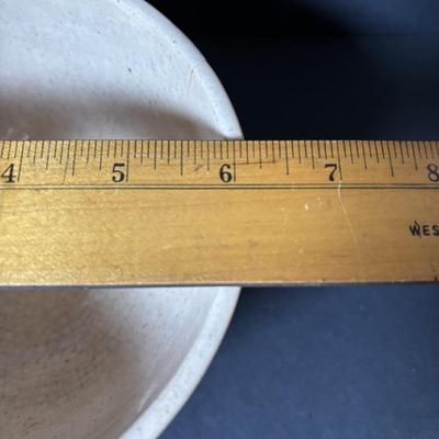 LOT 125: Vintage Primitive Kitchen Ware: Indianapolis Sanitary Slaw/Vegetable Slicer, Large Brass Grater, McCoy Bowl, Stone Serving Tray