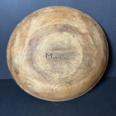 LOT 126: Antique Food Choppers, Primitive Slaw/Vegetable Slicer and Vintage Munising Wooden Bowls (2),