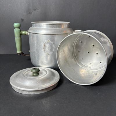 LOT 127: Vintage Milk Glass Shakers (3), Small Cast Irion Corn Stick Pan and Enamel Ware Collection