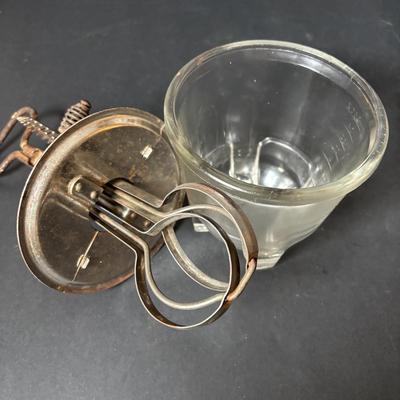 LOT 130 Vintage Hand Mixers and Food Chopper, Shawnee Pluto Salt/Pepper Shakers along with Pottery Bowls