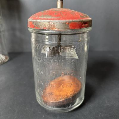 LOT 131: Vintage Watt Blue Mixing Bowl, Wesson Oil Mayonnaises Maker, Food Choppers and Shawnee Flower Pot Salt/Pepper Shakes