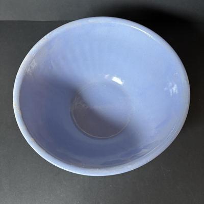 LOT 131: Vintage Watt Blue Mixing Bowl, Wesson Oil Mayonnaises Maker, Food Choppers and Shawnee Flower Pot Salt/Pepper Shakes