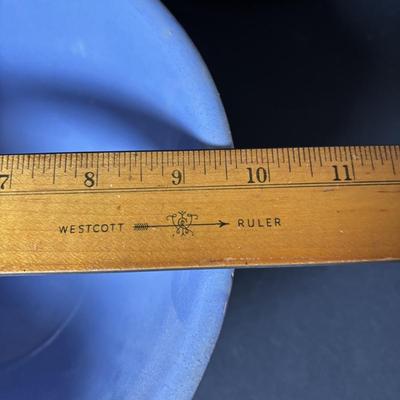 LOT 131: Vintage Watt Blue Mixing Bowl, Wesson Oil Mayonnaises Maker, Food Choppers and Shawnee Flower Pot Salt/Pepper Shakes