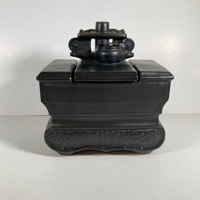 LOT 143: Vintage McCoy USA Black Stove Cookie Jar
