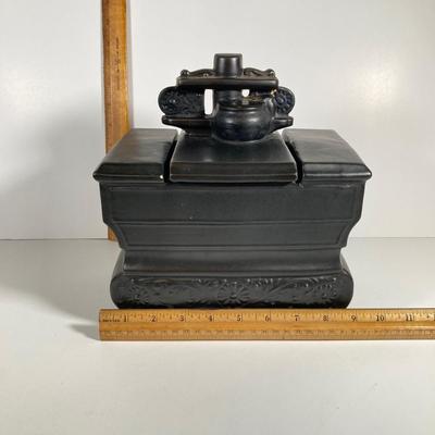LOT 143: Vintage McCoy USA Black Stove Cookie Jar