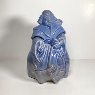LOT 145: Redwing Pottery Blue Friar Tuck Cookie Jar (Thou Shall Not Steal)