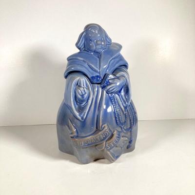 LOT 145: Redwing Pottery Blue Friar Tuck Cookie Jar (Thou Shall Not Steal)