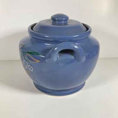 LOT 146: Vintage Cookie Jar / Stoneware Bean Pot with Handles and Lid