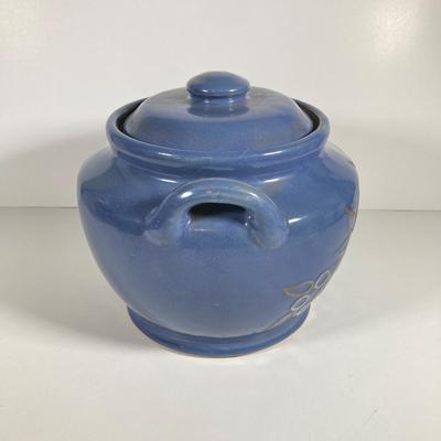 LOT 146: Vintage Cookie Jar / Stoneware Bean Pot with Handles and Lid