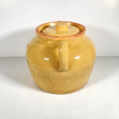 LOT 147: Vintage Stoneware Cookie Jar with Handles and Lid