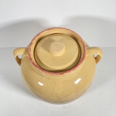 LOT 147: Vintage Stoneware Cookie Jar with Handles and Lid