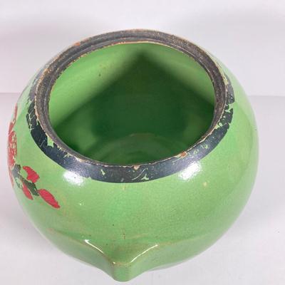 LOT 148: Pair of Vintage / Antique Painted Pottery Cookie Jars / Crocks