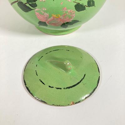 LOT 148: Pair of Vintage / Antique Painted Pottery Cookie Jars / Crocks