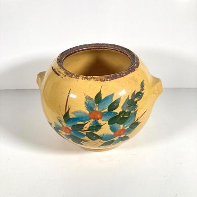 LOT 148: Pair of Vintage / Antique Painted Pottery Cookie Jars / Crocks