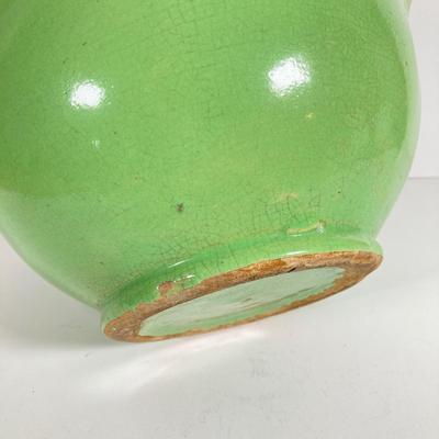 LOT 148: Pair of Vintage / Antique Painted Pottery Cookie Jars / Crocks