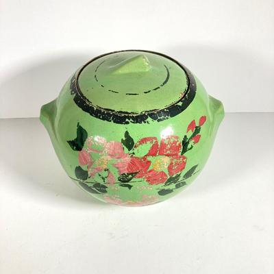 LOT 148: Pair of Vintage / Antique Painted Pottery Cookie Jars / Crocks
