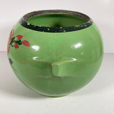 LOT 148: Pair of Vintage / Antique Painted Pottery Cookie Jars / Crocks