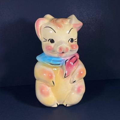 LOT 149: Vintage / Mid Century American Bisque Pig Cookie Jar
