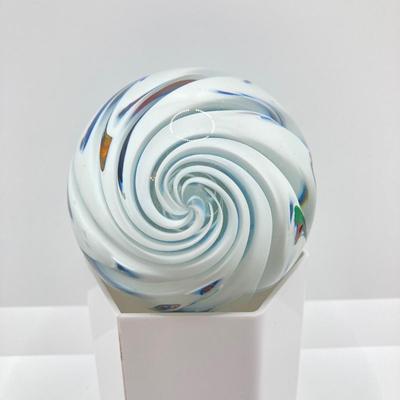 LOT 154: Signed Art Glass Paperweights - TD WV and JS WV Controlled Bubble