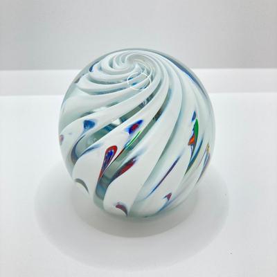 LOT 154: Signed Art Glass Paperweights - TD WV and JS WV Controlled Bubble