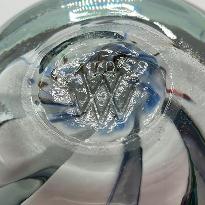 LOT 154: Signed Art Glass Paperweights - TD WV and JS WV Controlled Bubble