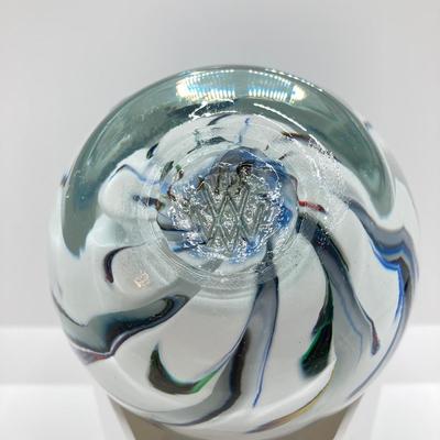 LOT 154: Signed Art Glass Paperweights - TD WV and JS WV Controlled Bubble