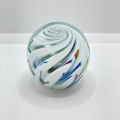 LOT 154: Signed Art Glass Paperweights - TD WV and JS WV Controlled Bubble