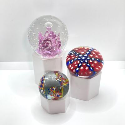 LOT 156: Collection of Three Art Glass Paperweights